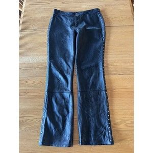 HARLEY DAVIDSON Black Leather Studded Motorcycle Biker Riding Pants Size 42/14​